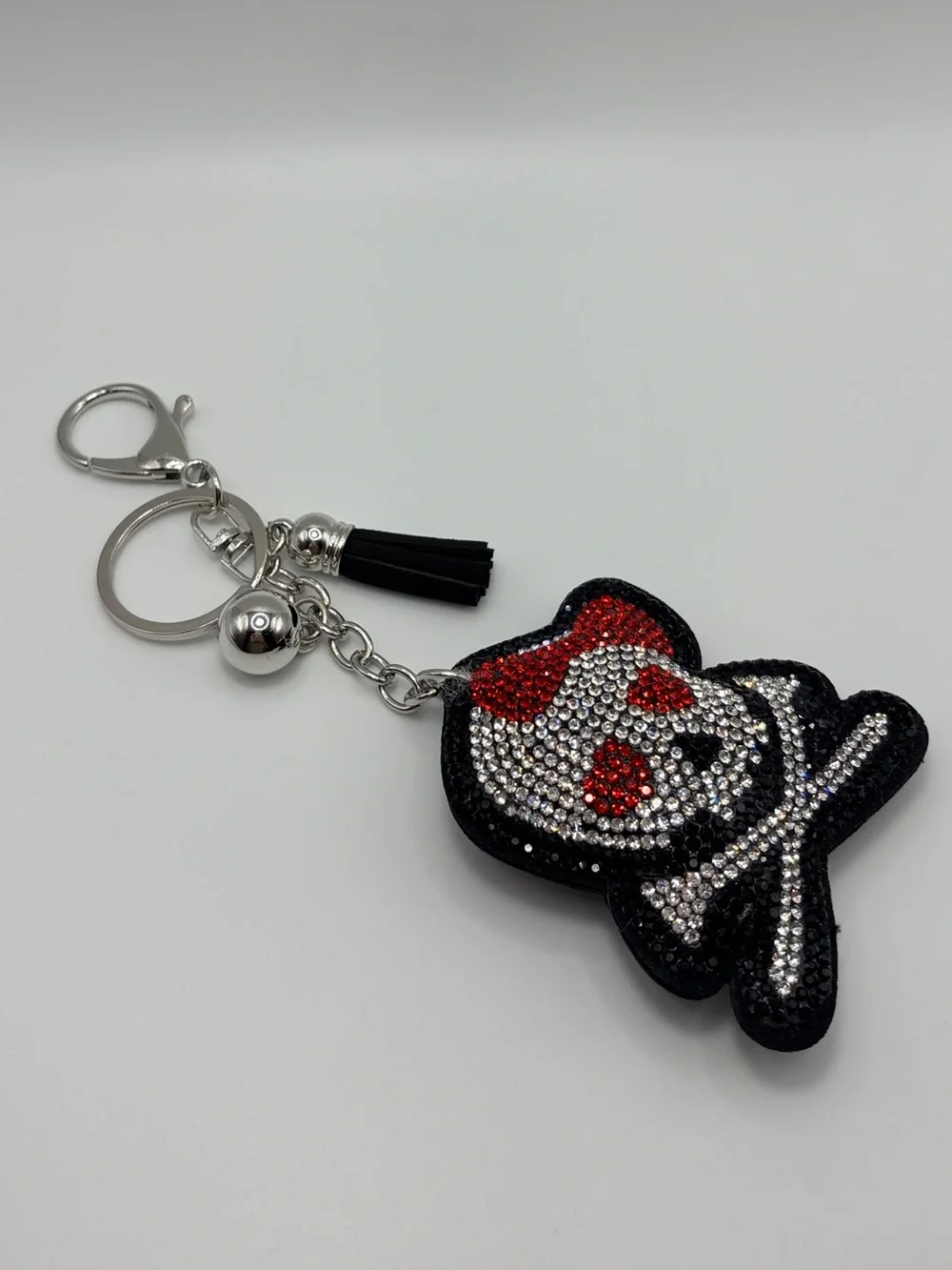 Crystal Skull & Crossbones Keychain Charm